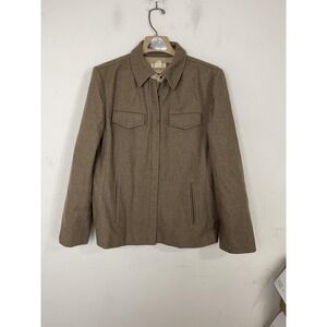 J Crew Jacket‎ Mens Large Brown Wool Blend Zip Outdoor Western Country Classic